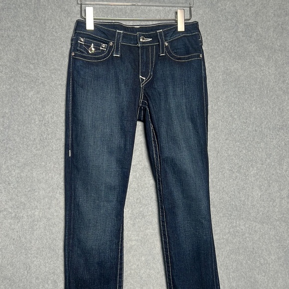 True Religion Slim Straight Jeans SZ 27 bling pocket dark wash - Picture 3 of 8